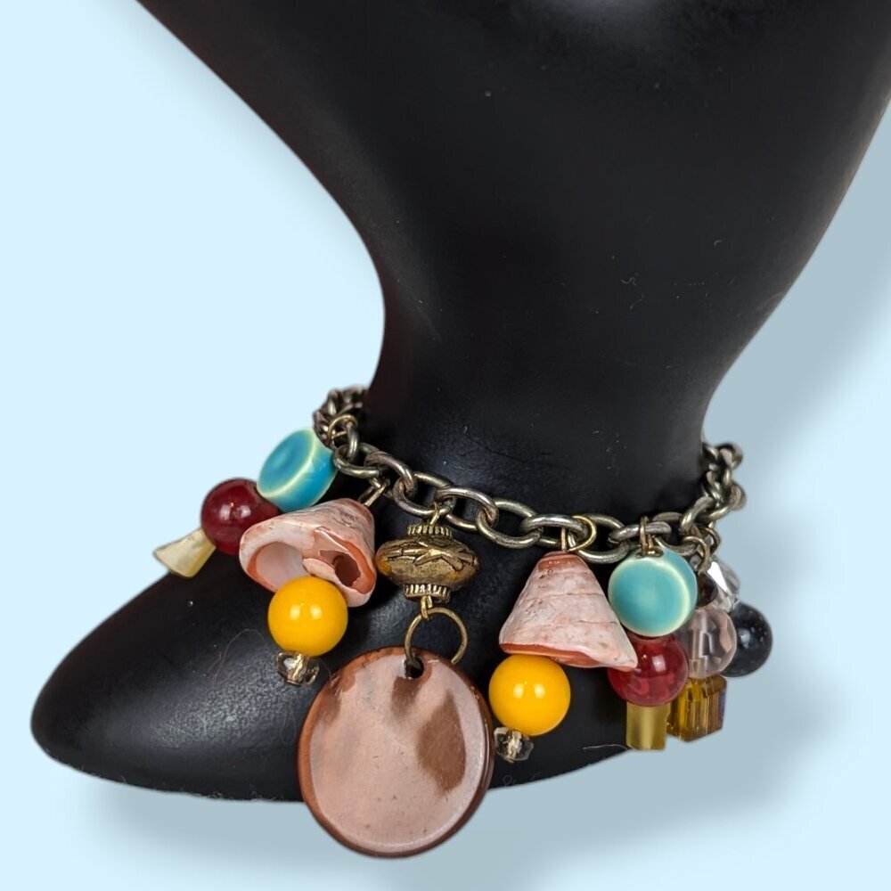 Blue & Pink Dangling Beaded Bracelet